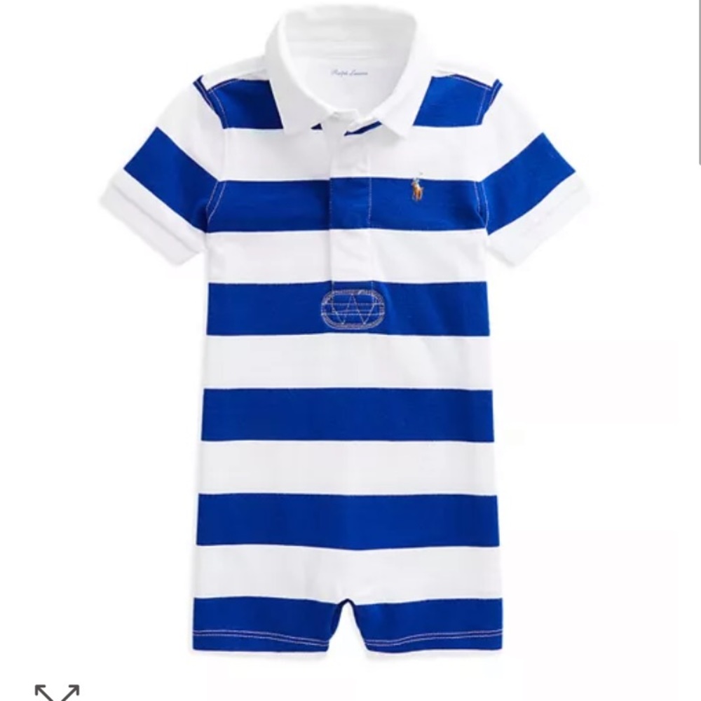 Ralph Lauren Baby Boys' Rugby Stripe Cotton Romper